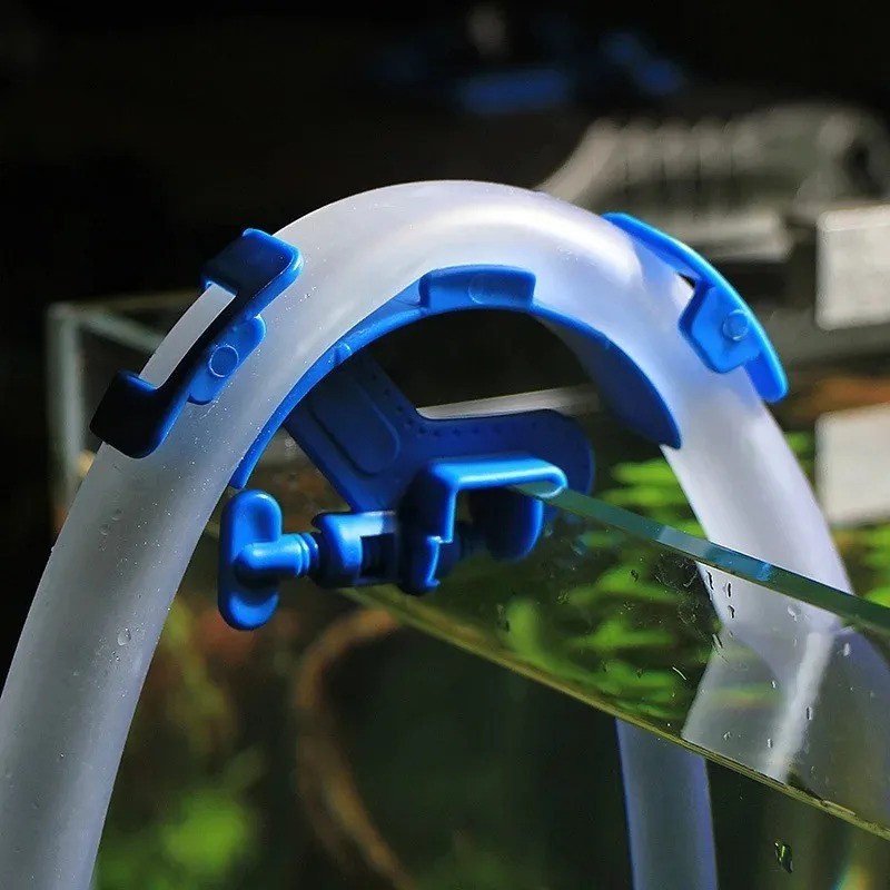 Hose Clamp - Aquarium Water Pipe Holder for Filter Mount - Blue Fixing Clip