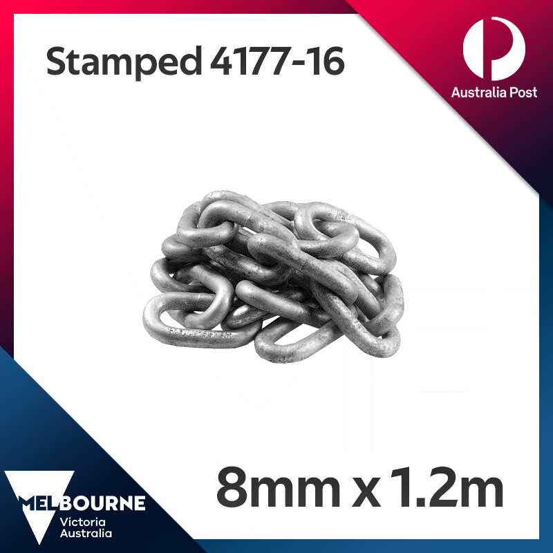 8mm x 1.2m Trailer Safety Chain Rated Maximum 1.6T Camper Caravan Galvanized AU