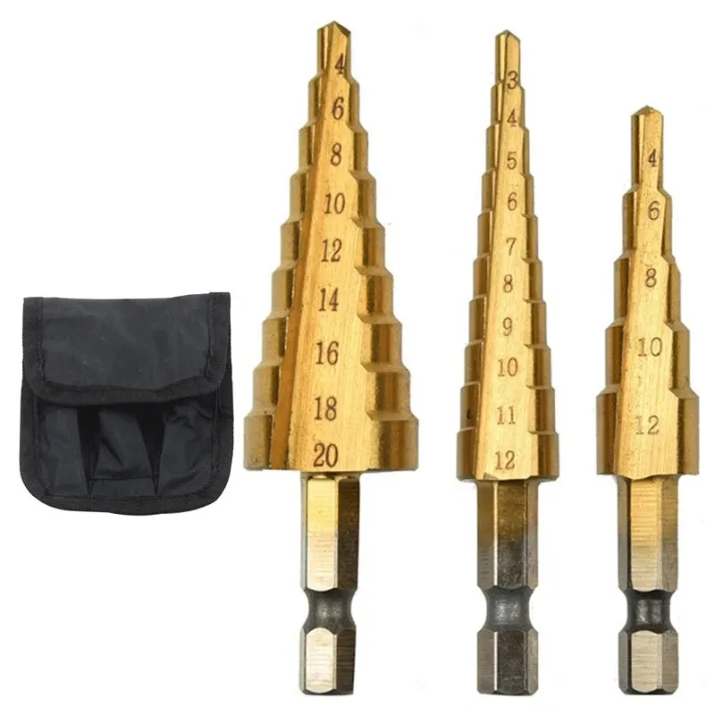 Punte A Gradini Pagoda 4-32Mm Fresa Conica Titanio Allargatore Codolo Esagonale