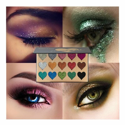 15 Colors Heart Shape Glitter Shimmer Eyeshadow Long Lasting Waterproof Palette