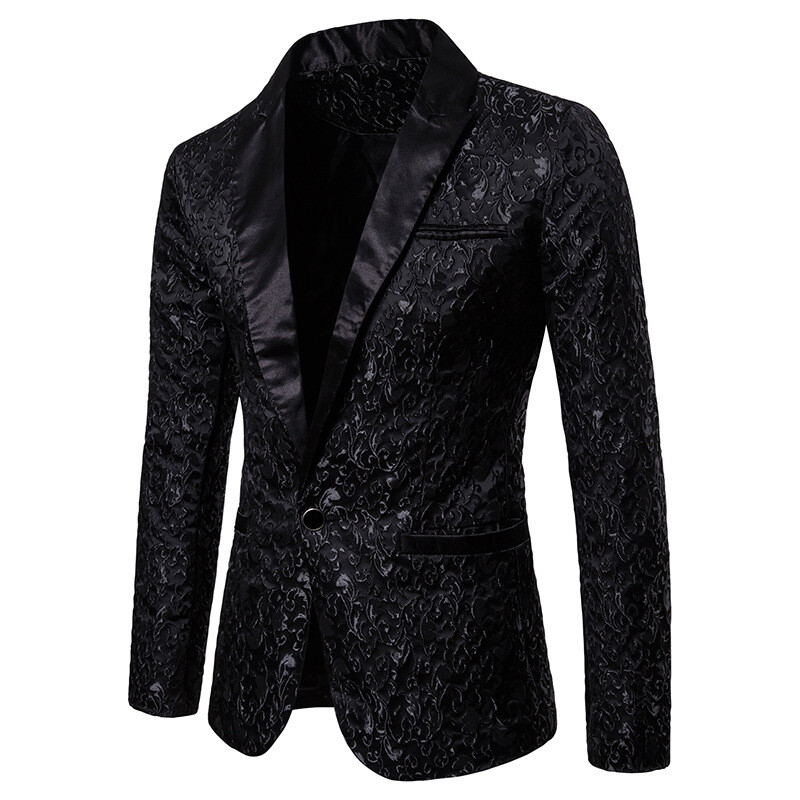 Mens Vintage Floral Damask Tuxedo Suit Dinner Jacket Wedding Party Formal Blazer
