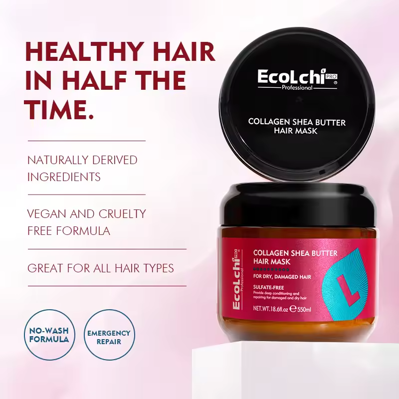 EcoLchi SHEA BUTTER HAIR MASK Boosting Hair Repair Mask Deep Conditioning 550ml