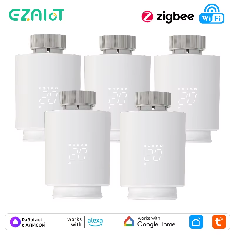 Smart Tuya ZigBee/Wifi Radiator Actuator TRV Programmable Thermostatic App Remot