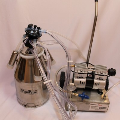 Complete Cow Milker:Mobile Base Piston Vacuum Pump Claw Regulator Best Portable