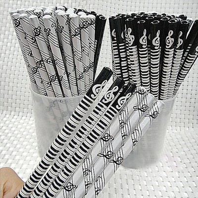 Lot 6pcs Lettering Wooden Pencils Music Notes keyboard Sketching Drawing New