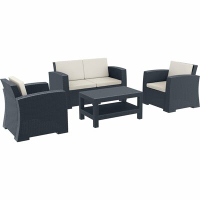 Compamia Monaco 4 Piece Outdoor Sofa Set in Dark Gray with Cushion