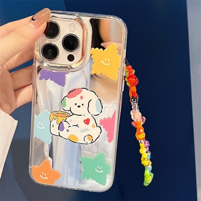 Happy Dog & Star Mirror Design Case For iPhone 16 15 14 13 12 11 Pro Max Cover