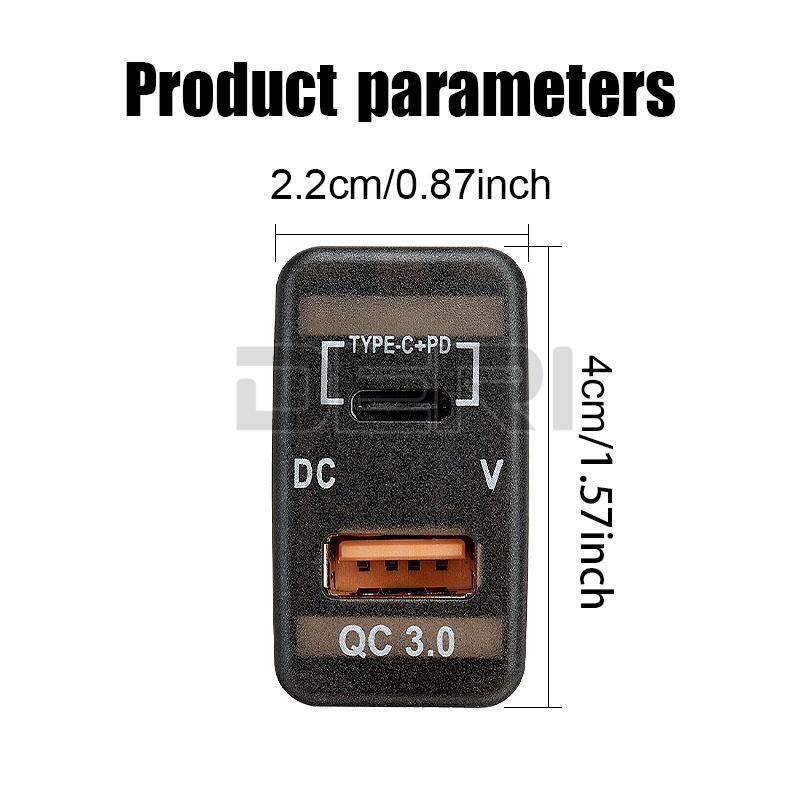 USB Car Charger Socket Type-C QC3.0 Port Voltmeter For Toyota Tacoma FJ Cruiser