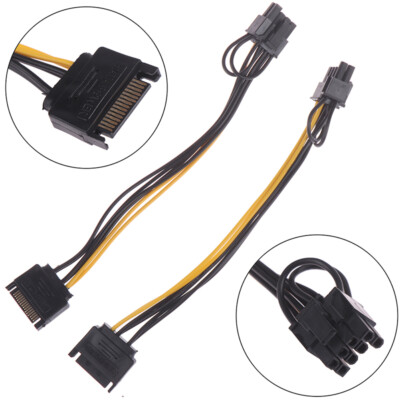 1pcs 15pin SATA Cable Male to 8pin(6+2) PCI-E Power Cable 20cm for Graphic Ca-ca