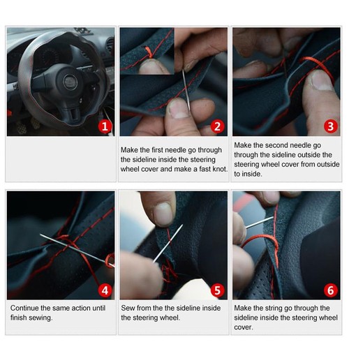 15 Auto Car Pu Leather Car Steering Wheel Cover Needles And