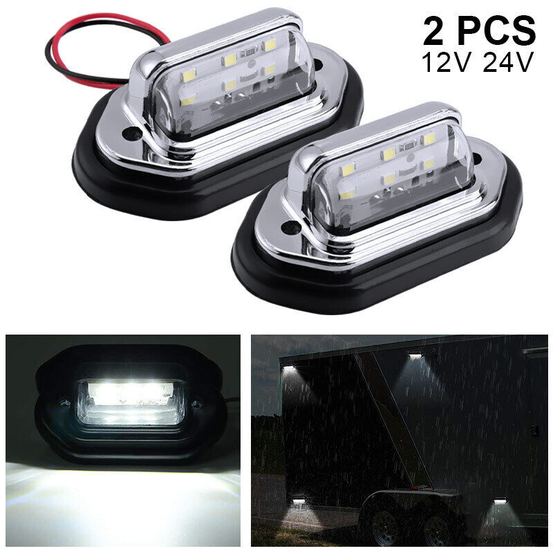 2X Universal LED License Plate Tag Light Lamp White For Truck Trailer SUV RV Van