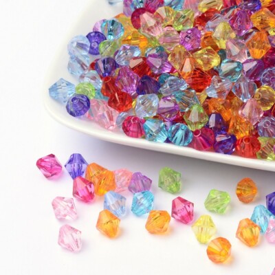 50 Acrylic Bicone Beads Rainbow 8mm Mix Faceted Wholesale Assorted Bulk Set