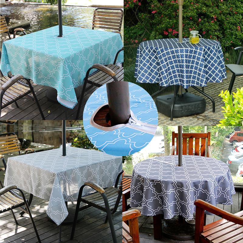 Patio Table Cover With Umbrella Hole And Zipper - Patio Furniture
