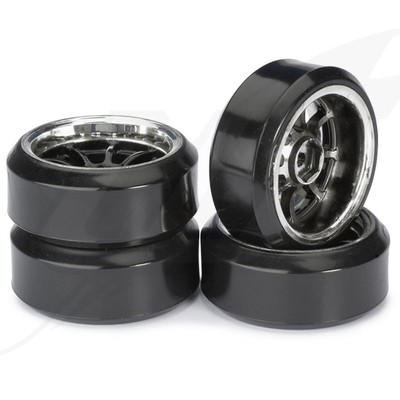 ES- Absima Wheel Set Drift LP '' 9 Spoke / Profile C'' black/chrome 1:10 (4 pcs) -