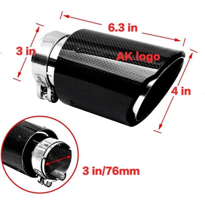 1PC Glossy Carbon Fiber Exhaust Tip 2.5 in Inlet 3.5'' 4'' outlet AK Muffler Pipe