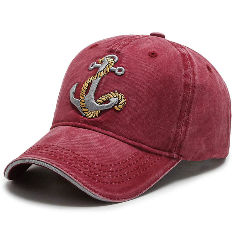 Men's Military Ship Anchor Wash Embroidered Baseball Hat Retro Trucker Cap NEW