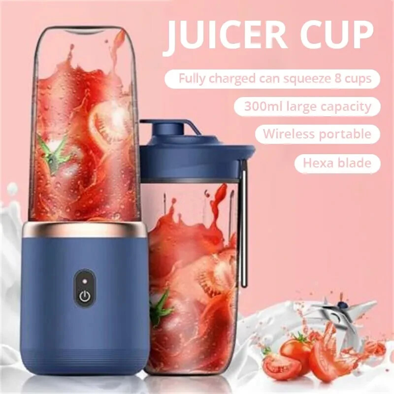 Portable Small Electric Juicer Stainless Steel Blade Cup Fru