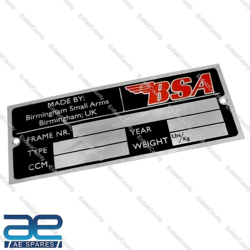 BSA DATA PLATE GOLD STAR BSA A50 A65 A75 SPITFIRE VICTOR ROCKET 3  