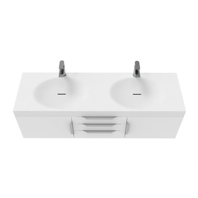 Thames 60'' W x 19'' D x 17.75'' H Wall-Mounted Double Bathroom White Vanity
