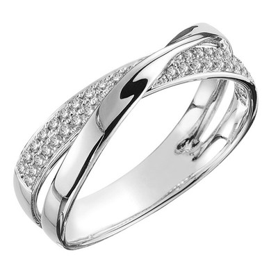 Women Rings Two Tone Cubic Zircon Ring X-Shape Cross Ring Trendy Jewelry Gifts  
