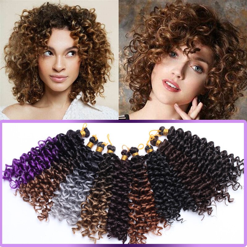 Real Soft 8 Short Water Wave Crochet Braids Deep Curly Kinky Hair