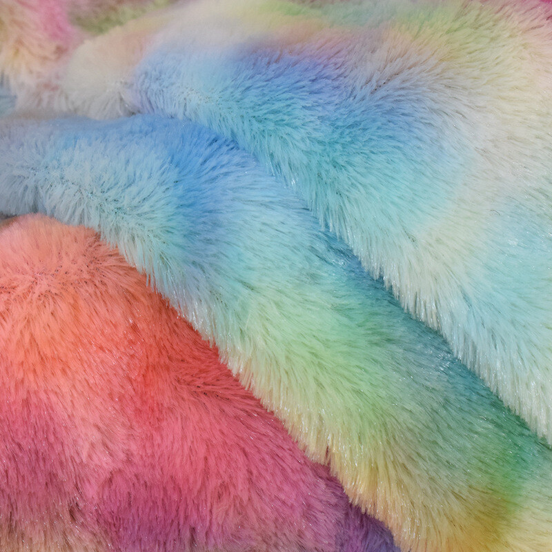 Arcobaleno Peluche Tessuto Tinto a Nodi Gradiente per Cuscino Crafts Fai Morbido