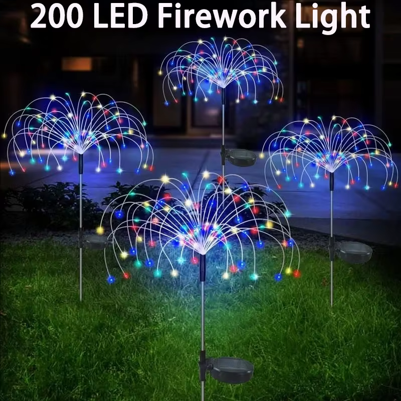 2 Pack Solar Garden Lights Outdoor Decor Fireworks Light Waterproof Yard Decorat