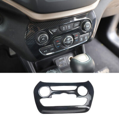 Carbon Fiber Style Central Console AC Switch Frame For Jeep Cherokee 2014-2022