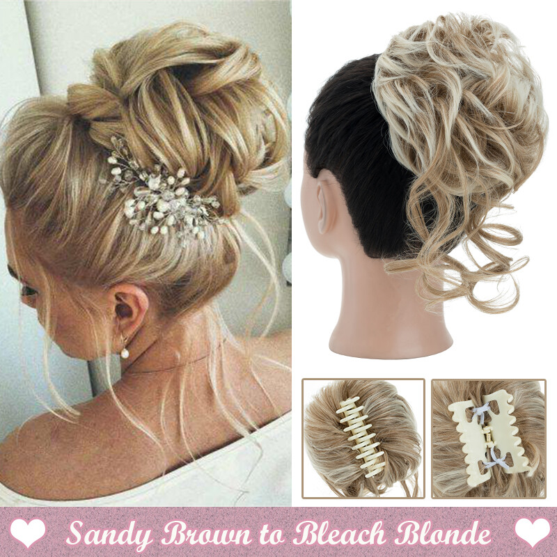 THICK Tousled Messy Bun Clip in Hair Piece Extensions Claw Chignon