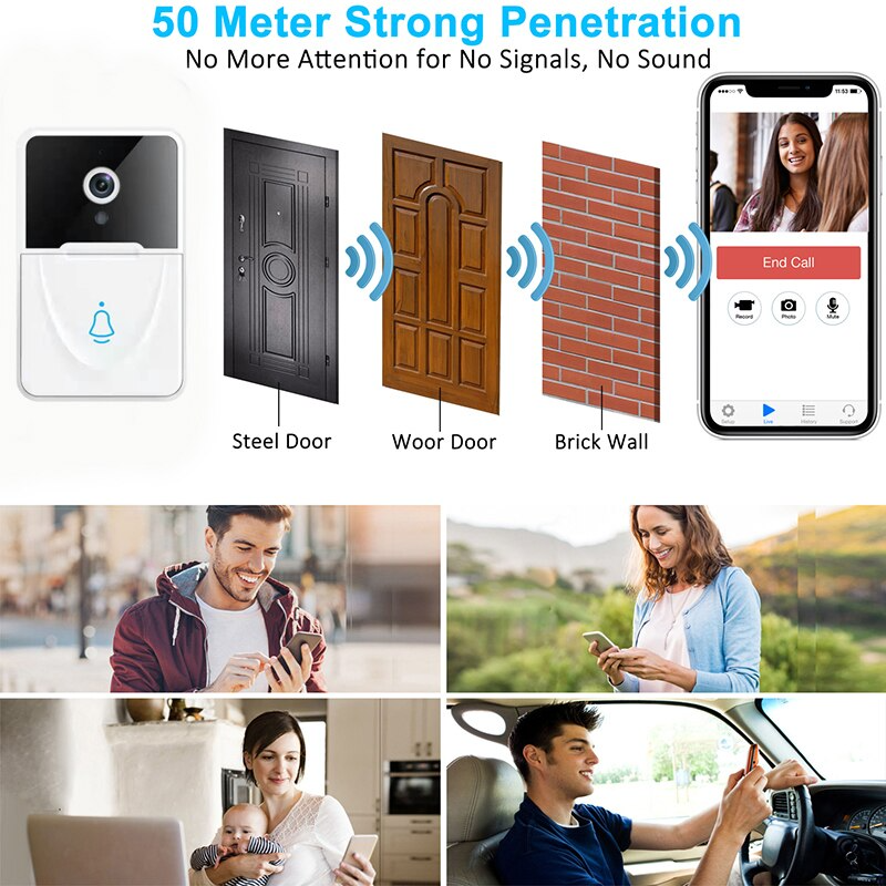 Smart Wireless WiFi Video Doorbell Phone Camera Door Bell Ring Intercom Security
