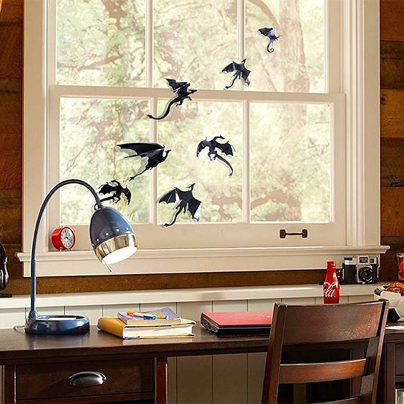 7pcs//Set Gothic Dragons Wall Sticker 3D Dragon Decor PVC wall stickers