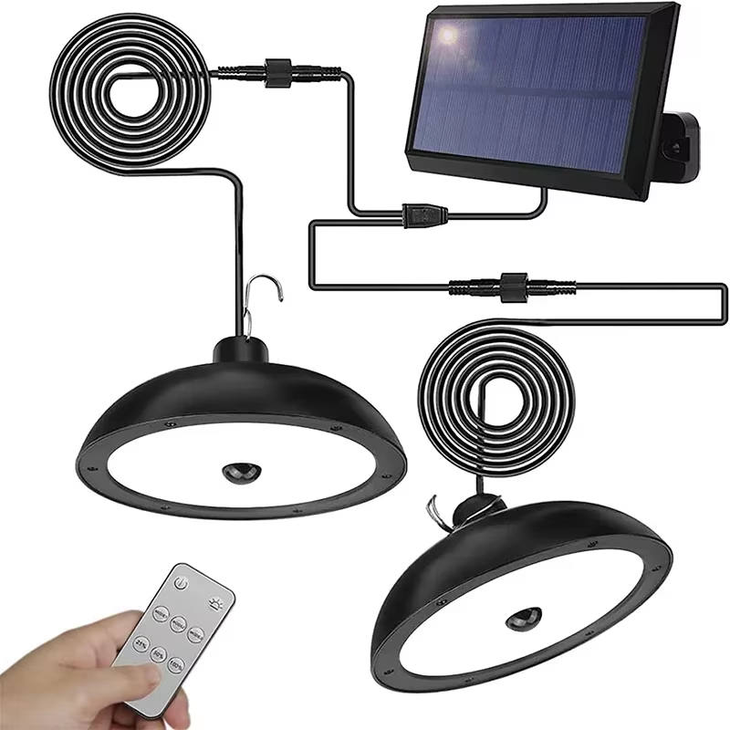 Solar Chandelier Outdoor, Waterproof LED Lamp Double-head Pendant Light Decorati