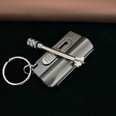 Metal Permanent Match Lighter With Knife Outdoor Waterproof Gasoline Keychain Fl