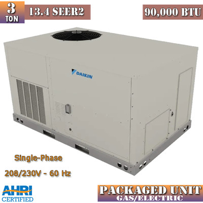 Daikin 3 Ton Gas/Electric Packaged Unit Light Commercial 90,000 BTU 208/230V