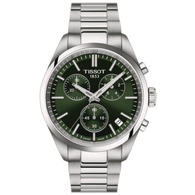 tissot classic chronograph white dial silver belt mens quartz watch 394616376308