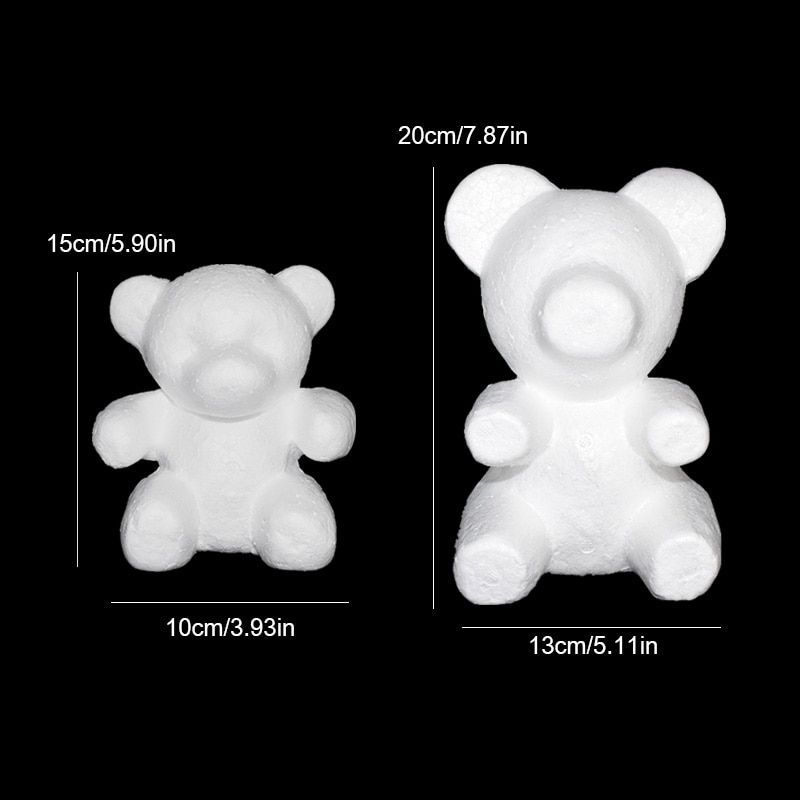 Styrofoam Foam Bear Mold Polystyrene Flower Teddy White Artificial Decor Rose