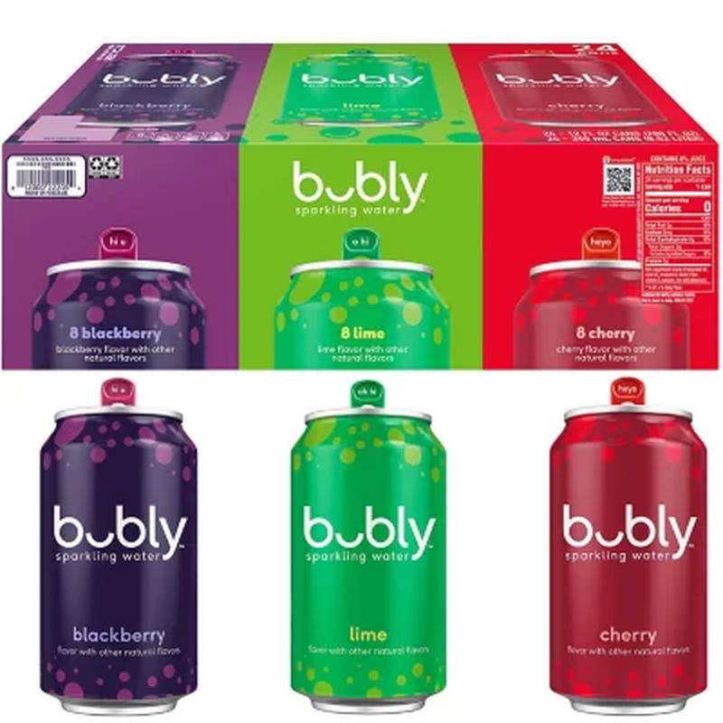 bubly Sparkling Water Variety Pack, 12 fl. oz., 24-Pack - Assorted Flavors