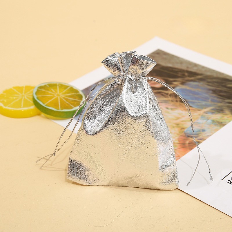 50X Glänzende Schmuckbeutel Gold Silber mit Kordel aus Polyester Giftbags
