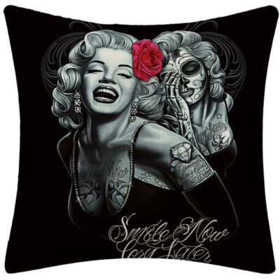 Kissenbezug Kissenhülle Leinen Muerta La Katrina Marilyn Monroe 45X45cm
