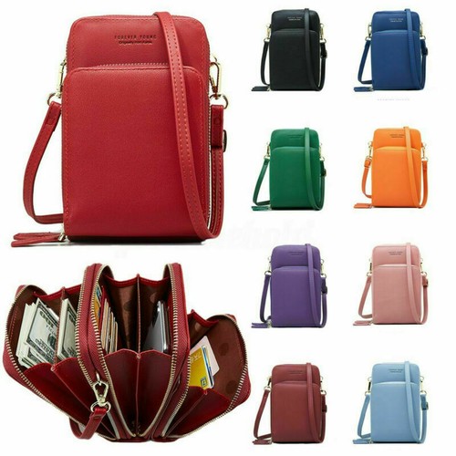 Leder Schultertasche Handytasche Umhängetasche Damen Multifunktional Geldbörse