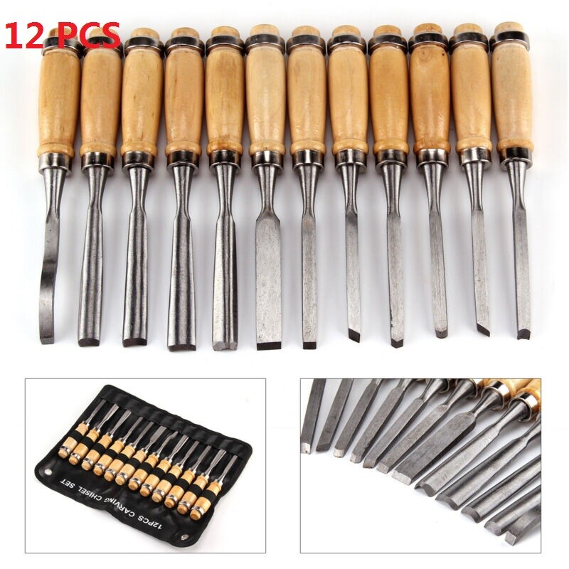 12 Kit Woodworking Carving Chisels Wood Working 