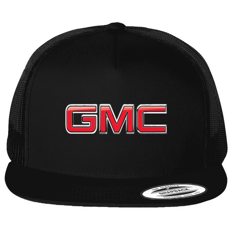 GMC General Motor Auto Logo Emblem Printed Hat Flat Bill Yupoong Trucker Cap