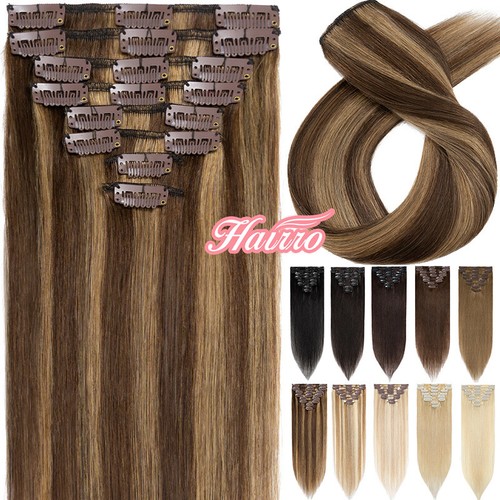 HAIRRO Clip In 9A* 100% Real Remy Human Hair Extensions 8