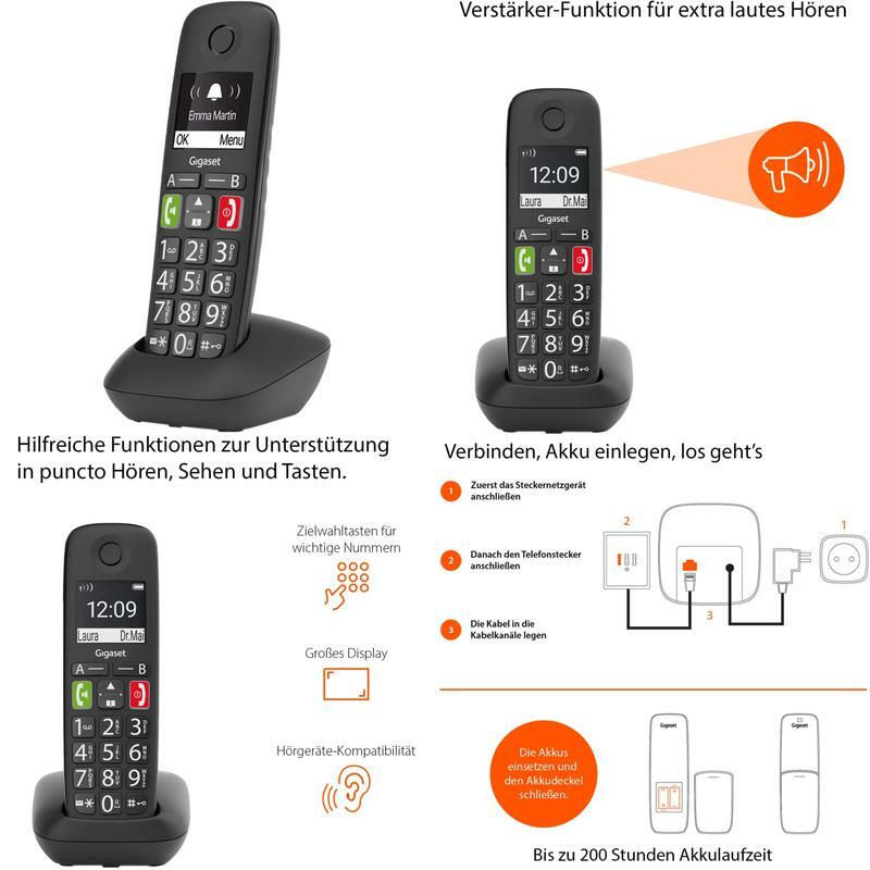 Gigaset E290 - Schnurloses Senioren-Telefon Ohne Anrufbeantworter Mit Groen Tast