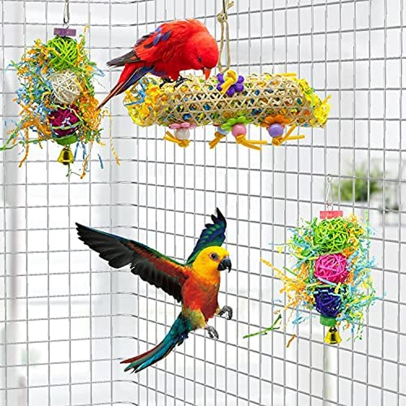 Ebaokuup 3Pack Bird Chewing Toys Foraging Shredder Toy Parrot Cage Shredder Toy