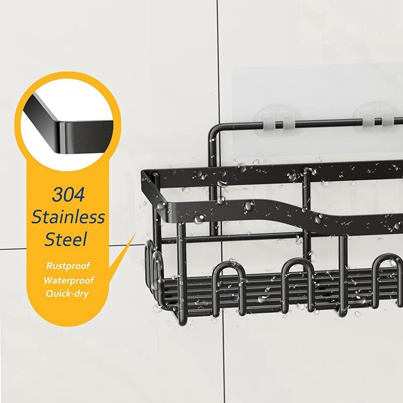 5 Pack Shower Caddy Adhesive Shower Organizer for Bathroom Storage & Kitchen