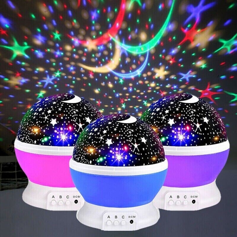 2 X LAMPADA PROIETTORE DI STELLE  LUCE LED NOTTURNA STELLATO BAMBINO STAR MASTER