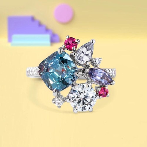 Geometric Cubic Zirconia Wedding Band Ring for Women Elegant Jewelry