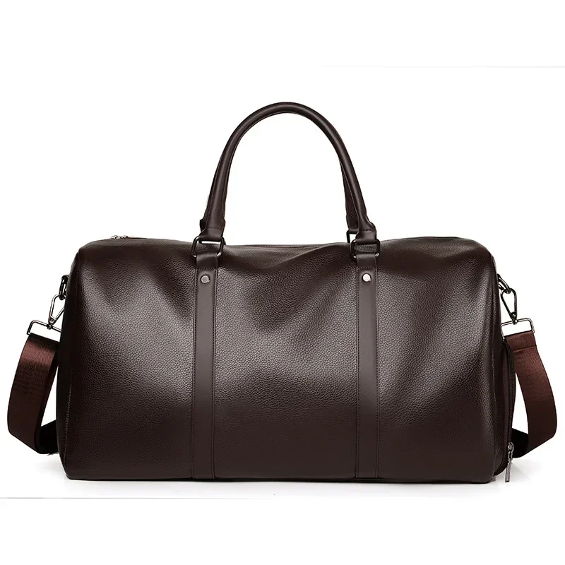 Leather Travel Duffel Bags for Men Large Capacity Portable Male Shoulder Bags