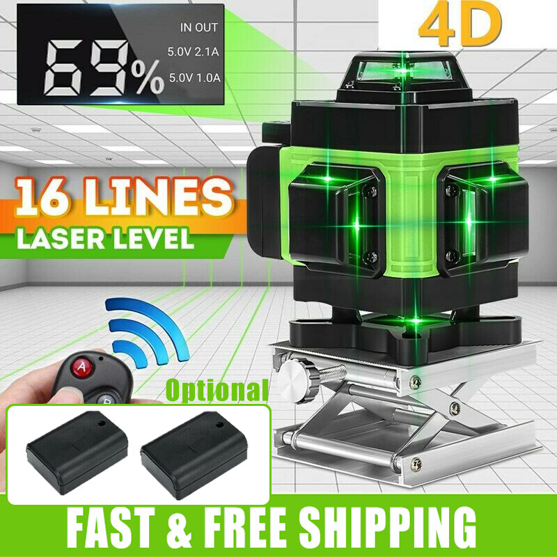 16 Line Laser Level Wasserwaage 4D 360° Kreuzlinienlaser Linienlaser Measure.